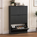 Black Fluted Shoe Cabinet With Adjustable Shelving