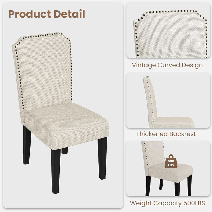 7-Piece 78.7″Dining Table Set with 6 Upholstered Dining Chairs