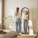 65"X22" Arched Full Length Mirror with Solid Wood Frame, Walnut