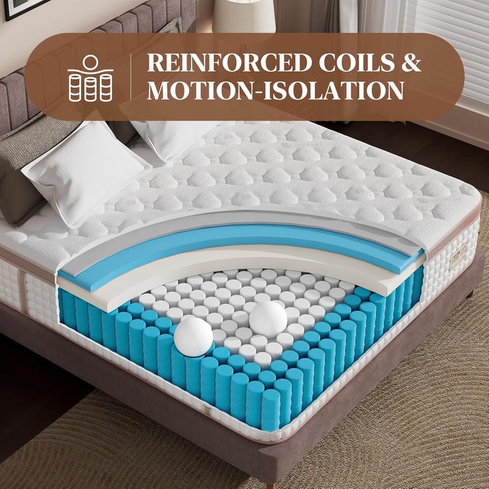 Extra Firm Queen Mattress 14 Inch, Luxury Hybrid Mattress in a Box for Deep Sleep & Lumbar Support, Certipur-Us & Zero Fiberglass, 365-Night Trial