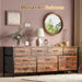 63-Inch Dresser With Durable Fabric Drawers RusticBrown