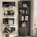 Corner Bookshelf, 70.87" Tall Corner Bookcase with Drawers, Corner Shelf Storage Display Rack for Living Room Home Office, Black