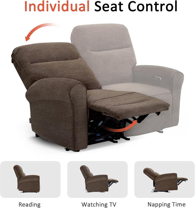 64.6" Wall Hugger Power Loveseat Recliner Sofa with USB Ports, Reclining Loveseat for Small Spaces Living Room RV, Fabric PR635M1 (Dark Brown)