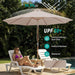 9FT/10FT Bamboo Patio Umbrella, Large Outdoor Umbrella with UPF 50+ Sun Protection, Rope Pulley Lift & Push-Button Tilt, 8-Rib Ventilated Canopy for Garden, Deck, Backyard & Outdoor Dining