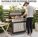 6-Burner Propane Gas BBQ Grill with Side Burner & Porcelain-Enameled Cast Iron Grates, Stainless Steel Barbecue Grills Outdoor Cooking for Outside, 665 SQ.IN. Cooking Area, 65,800BTU