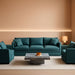 Luxury 3 Piece Sofa Set, 2 Pieces of Single Sofa and 1 Piece of 3 Seater Sofa, Modern Chenille Comfy Cloud Couches Set with 7 Pillows for Living Room Office, Blue