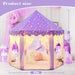 Purple Princess Tent for Girls, Kids Play Tent with LED Small Star Lights, Castle Playhouse Tent for Children Toddlers Indoor Outdoor Games, 55×53 Inches