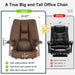 Big and Tall Executive Office Chair with Footrest, 400LBS Capacity Ergonomic High-Back Desk Office Chair with Lumbar Support, Padded Armrests & Thick Cushion, Brown PU Leather Chairs