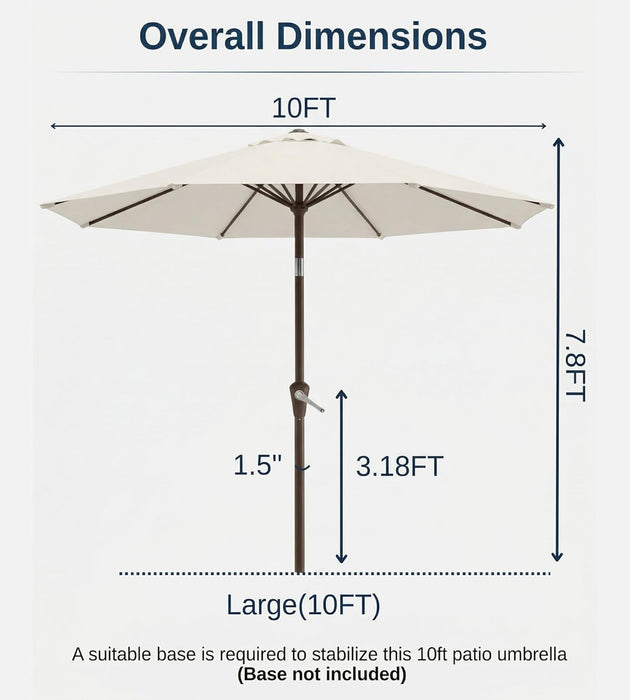 10FT Patio Umbrella, Outdoor Umbrella with Push Button Tilt and Crank, 8 Sturdy Ribs, UV Protection & Waterproof Market Umbrella for Pool, Backyard, Beach,Deck