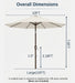 10FT Patio Umbrella, Outdoor Umbrella with Push Button Tilt and Crank, 8 Sturdy Ribs, UV Protection & Waterproof Market Umbrella for Pool, Backyard, Beach,Deck