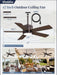 42" Outdoor Ceiling Fan with Light and Remote, IP65 Waterproof, Plug-In Design with 10FT Cord, 6-Speeds, 3CCT, Hook Hanging Fan for Gazebo Patio Porch Garage Canopy(Oil Bronze)