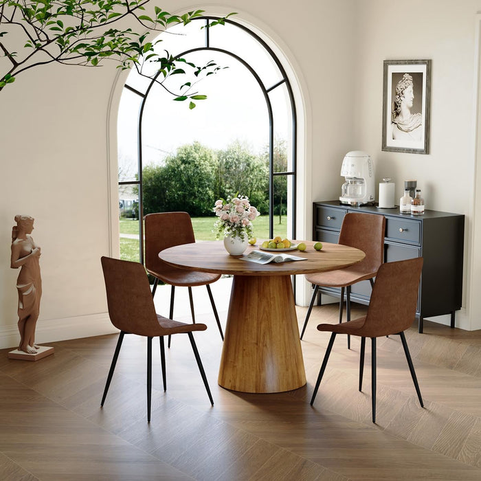 Round Dining Table Set for 4, 45'' Small Dining Table Set for 4, Dinette Set & Dining Chairs for 4 for Apartment, Space Saving, Easy Assemble