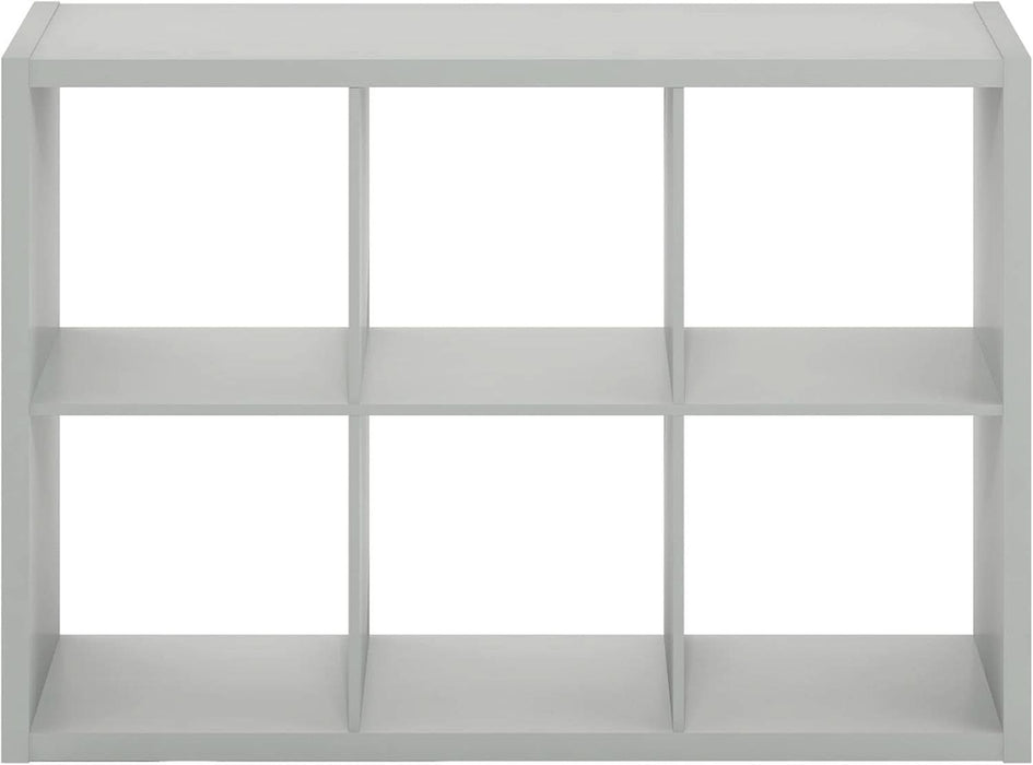 CUBICLE Book Shelf, 6-Cube Bookshelf, Extra Thick Frame Horizontally & Vertically Reversible Bookcase with Open Back, 14.6" X 44" X 30", for Living Room, Bedroom, Home Office, Light Grey