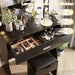 Vanity Table Set with 12 Light Bulbs, Makeup Dressing Table with Big Drawer & Mirror, Dresser Desk for Bedroom, Living Room Black