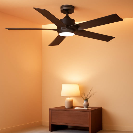 Modern Ceiling Fans with Lights - 52 Inch Black Outdoor Ceiling Fan with Light and Remote, Reversible DC Motor, 6-Speed Quiet 3CCT LED Dimmable for Bedroom, Indoor and Outdoor, Patios , ETL Listed