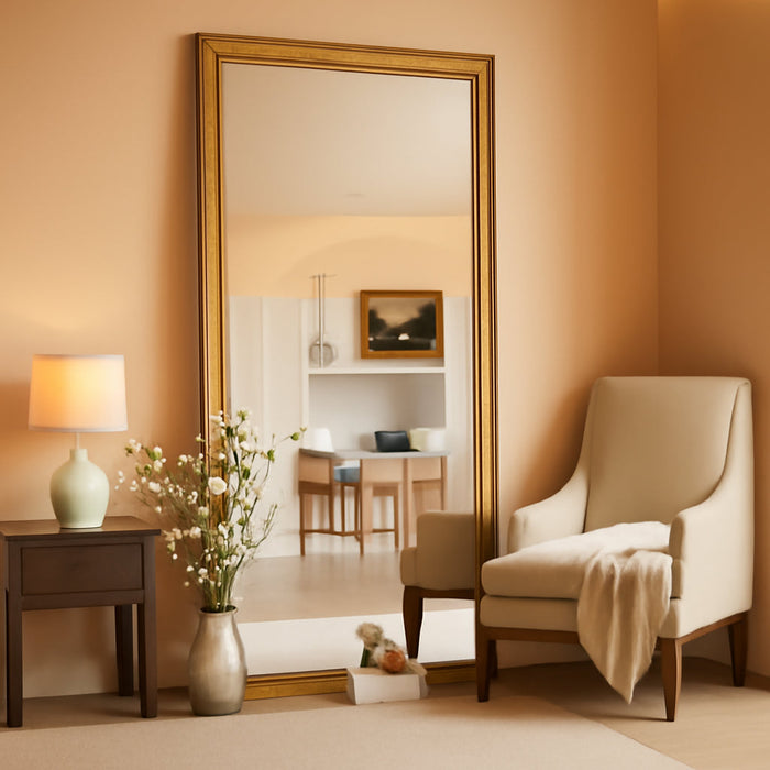 Large Wall Mirror 60''X30'', Antique Gold Mirrors for Wall Decor Dining Room, Elegant Decorative for Living Room, Entryway, Firepalce, Bathroom
