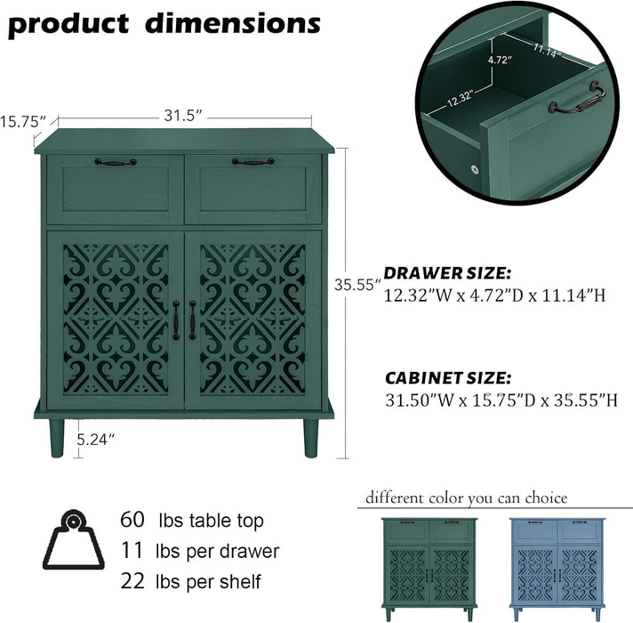 Farmhouse Buffet Cabinet, 2 Door 2 Drawer Sideboard Storage Cabinet