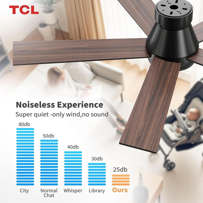 52" Black Ceiling Fan with Light and Remote, Modern LED 3-Color, 3CCT, Quiet Motor for Bedroom, Living Room, Dining Room, Ceiling Fans with Lights (Black)