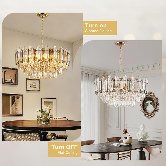 Luxurious Gold Crystal Chandelier 24 Inch Lighting