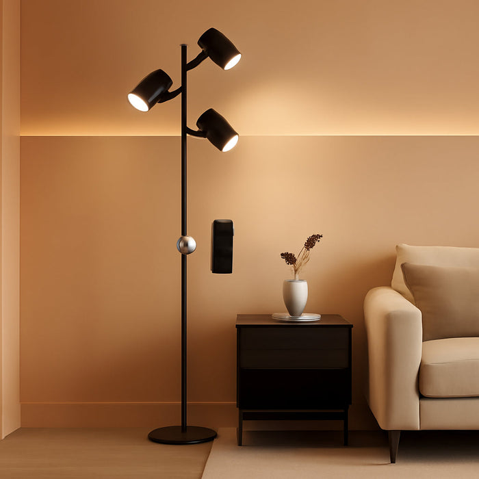 4000LM LED Tree Floor Lamp, 36W Super Bright Reading Lamp with Remote, Dimmable Tall Standing Light with 3 Rotatable Heads & 6 Color Temperatures, Modern Floor Lamps for Living Room Bedroom Office