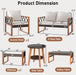 7 Pieces Patio Furniture Conversation Set, Wicker Acacia Wood Outdoor Cushioned Chairs Set with Ottomans, and 2 Tables, for Garden, Deck and Backyard