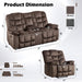 2-Piece Recliner Sofa Couch Set, Include Single Power Electric Recliner Chair with Massage& Heat and 3-Seater Manual Reclining Sofa for Living Room Bedroom, Brown