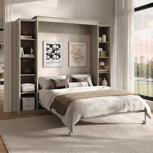 Queen Murphy Bed Cabinet Grey Space-Saving Solution