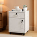 Mobile File Cabinet with Lockable Drawer & Door, under Desk Rolling Filing Cabinet with 4 Wheels, Wooden Stationery Storage Cabinet for Home Office (White)