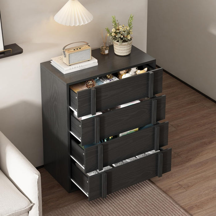 4 Drawer Dresser for Bedroom, Dresser with Vertical Handle