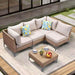 5 Piece Wicker Patio Furniture Set,Outdoor Conversation Sectional Sofa W/Coffee Table,All-Weather Outdoor Sofa with Thick and Anti-Slip Cushions for Deck,Poolside,Garden,Beige