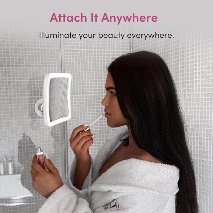 Rechargeable 10X Magnifying Mirror with 3 LED Light Settings, Dimmable Touch Light, Cordless, Locking Suction Mount, Lighted Mirror for Bathroom or Travel, Mira 2 (White)