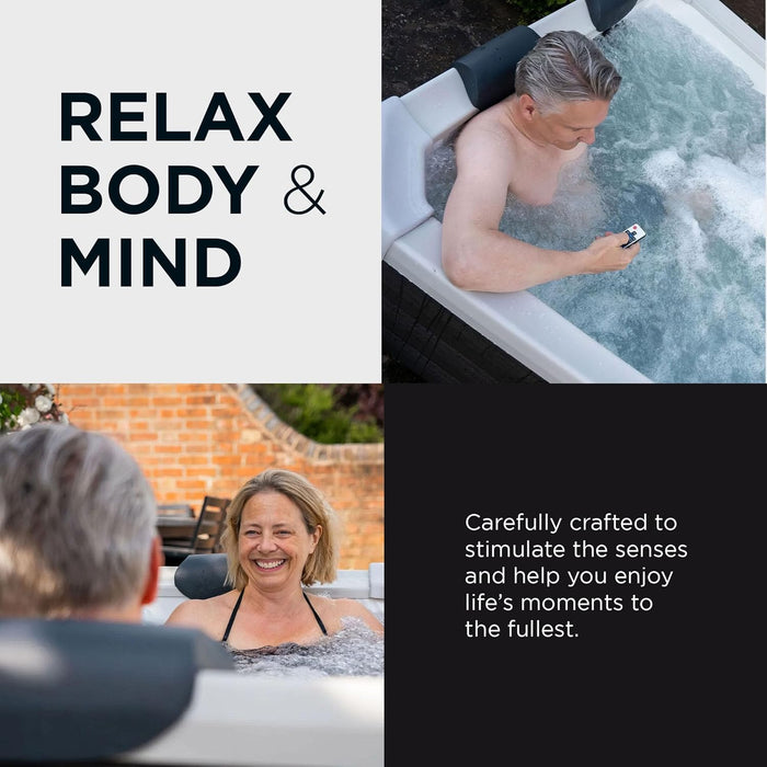 Square Bubble Massage Spa with Hard Exterior & Soft Lining Interior, 4 to 6 Person Outdoor Hot Tub with Hydro Jets, Oslo