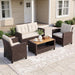 4 Piece All Weather Wicker Patio Furniture Set for Porch Patio