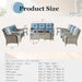 Outdoor Furniture Set: 11 PCS Patio Furniture Set with Outdoor Swivel Rocker Patio Chairs, Light Beige/Light Blue