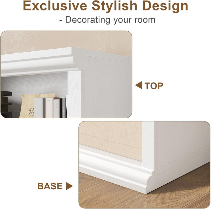 Bookcase and Bookshelves, 28" W Tall Bookshelf, White | Elegant Design, 6 Tiers Spacious Book Storage, Freestanding Book Organizer, Display Library Shelf