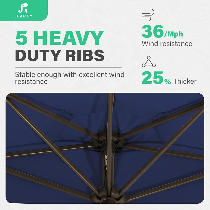9 Ft Half Outdoor Patio Umbrella W/Crank, Navy