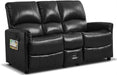 Manual Reclining Loveseat Sofa with Reversible Console, Double Recliner Couch with Cup Holders & Charging Ports, PU Leather 2-Seater Recliner Sofa for Living Room, RV, Small Spaces, Black