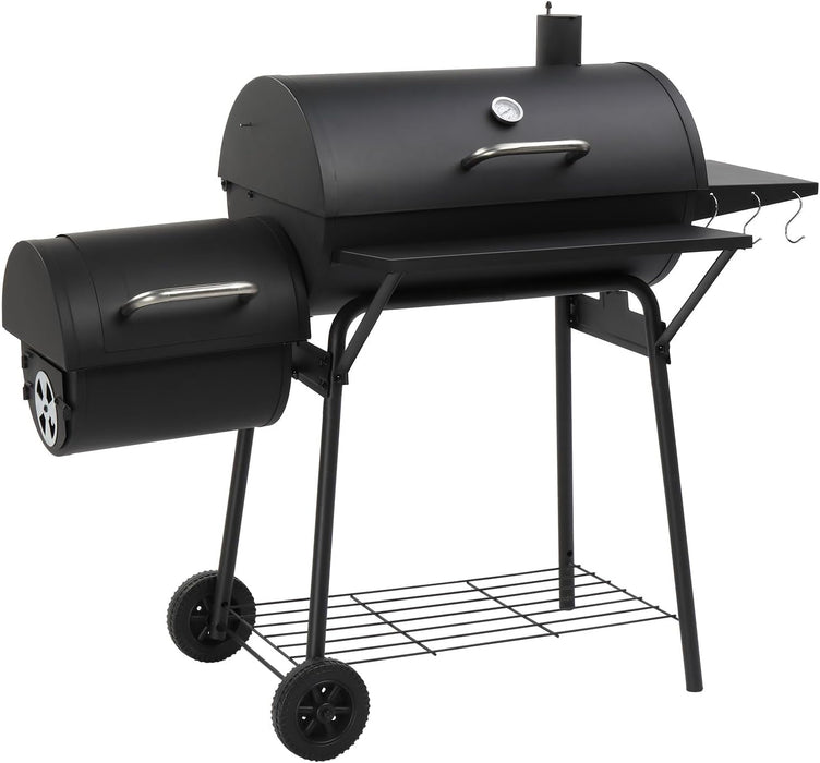 BBQ Charcoal Grill and Offset Smoker with Wheels & Side Front Table,Outdoor BBQ Grill with 557 Sq. In.,Patio Barbecue Cooker,Grilling Space for Outdoor Backyard,Balcony,Patio and Parties