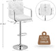 Adjustable Bar Stools Set of 2, Swivel PU Leather Counter Height Barstool with Back and Arms for Kitchen/Island, White