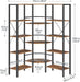 LShaped Corner Bookshelf 5Tier Beveled Edge DarkBrown