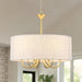 Gold Drum Chandelier for Dining Room, 6-Light Modern Farmhouse Chandelier with Linen Shade, 18" Brass round Chandelier Hanging Light Fixture for Kitchen Island Bedroom Living Room Entryway