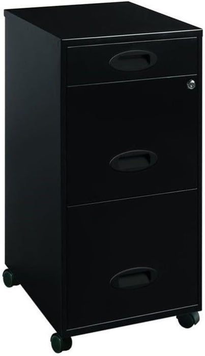 3 Drawers 29.52" Vertical Black Metal Filing Cabinet Lockable Pre-Assembled Movable Letter Size for Home, Office
