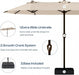 15FT Patio Umbrella with Solar Lights, Double-Sided Extra Large Outdoor Table Umbrella with Base Included, Heavy-Duty 12 Iron Ribs Market Umbrella for Garden, Pool, Backyard, Beige