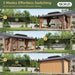 12’X16’ Hardtop Gazebo, Permanent Metal Pavilion with Galvanized Steel Double Roof, Outdoor Pergola with Nettings and Curtains for Lawn, Garden, Patio (Brown)