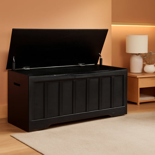 47.2" Storage Chest Extra Large,Storage Trunk with 2 Safety Hinges,Wooden Storage Bench,Shoe Bench,47.2X15.7X19.1 Inch,Easy Assembly,Storage Bench for Bedroom,Living Room,Entryway(Black).