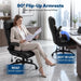 Office Chair, High Back Ergonomic Desk Chair with Inflatable Lumbar Support for Lower Back Pain Relief, Executive Leather Computer Chair with Rocking Function & Padded Flip-Up Arm