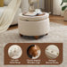 24Inch round Storage Ottoman with Tray, Modern Tufted Fabric Circle Coffee Table with Storage, Upholstered Ottoman with Removable Top for Living Room, Bedroom, Khaki