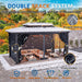 10X15 Hardtop Gazebo on Clearance with Heavy Duty Galvanized Steel Metal Roof, Patio Hard Top Gazebo with Curtains & Netting,Outdoor Permanent Hot Tub Gazebo Pavillon for Backyard,Deck,Black