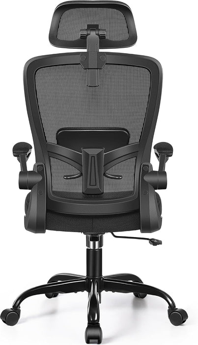 Office Chair, Desk Chair with Adjustable Lumbar Support, Ergonomic Computer Chair with High Back and Armrest, Adjustable Height Gaming Chair Home Office Swivel Chair(Black)