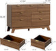 7 Drawer Fluted Dresser for Bedroom, Mid Century Modern Wooden Dresser with 7 Drawers, Dressers & Chests of Drawers with Metal Handle, TV Stand & Storage Organizer for Entryway, Hallway, Walnut